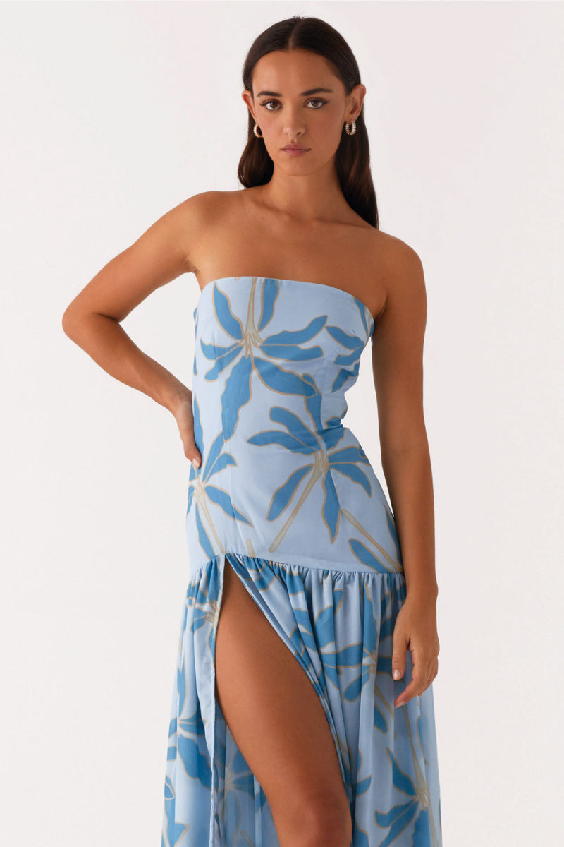Blue Tropical Slit Maxi