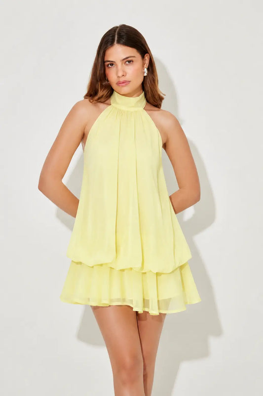 Sorelle Yellow Halter Dress
