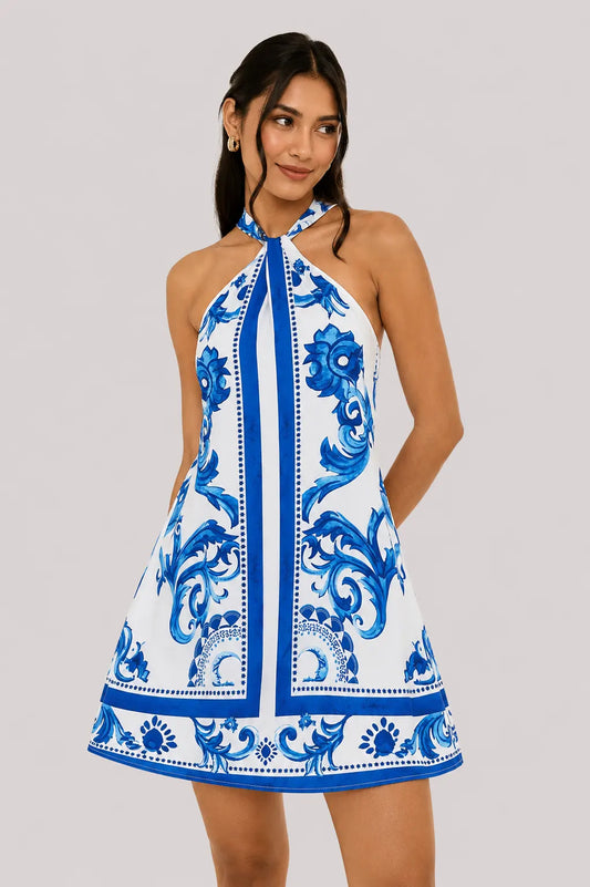 Blue Porcelain Mini dress