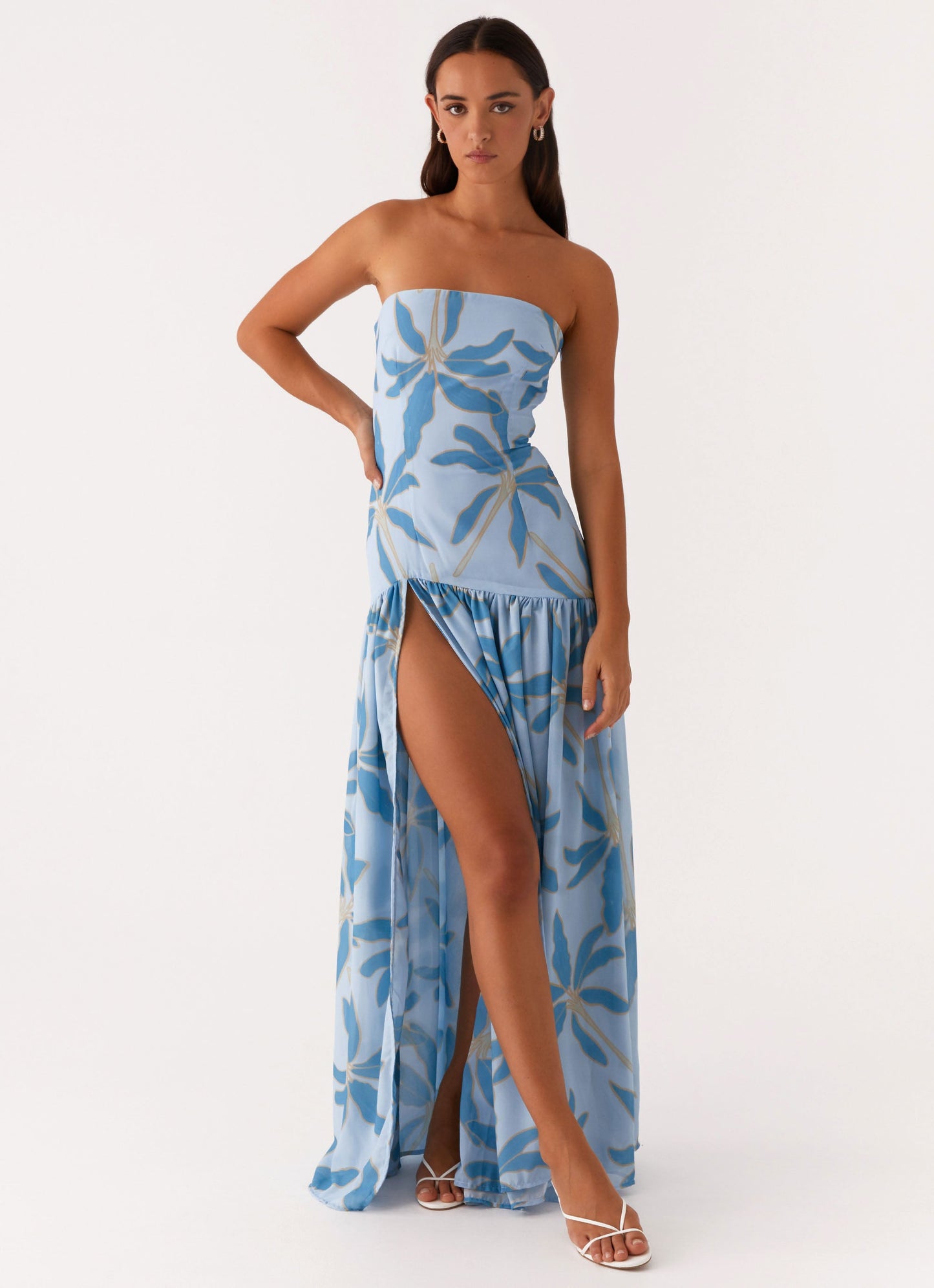 Blue Tropical Slit Maxi